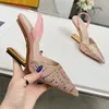 Chaussures habillées à talons slingback Sandales de créateurs de mode pour femmes avec une bride de cheville vide à l'arrière chaussures de mariage décorées de cristal Talon compensé de 10CM