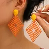 Dangle Earrings Exaggerated Vintage Orange Spray Paint Hollow Out Rhombus Drop 2023 Fashion Summer Beach Women's Jewelry Gift