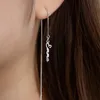 Dingle ljuskrona personaliserade kedjor tofs örhängen för kvinnor ett par anpassat namn pandent linjära tråd flickor örhängen rostfritt stål smycken 230605