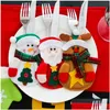 Weihnachtsdekorationen Cartoon Santa Schneemann Geschirr Er Gabel Löffel Fall Taschen Home Decor Geschenk Drop Lieferung Garten Festliche Party Supp DHSQC