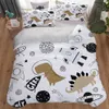 Bedding sets Cute cartoon dinosaur Print Polyester Bedding Sets Child Kids Covers Boys Bed Linen Set for Teens king size bedding set 230605