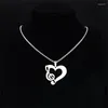 Pendant Necklaces Love Heart Music Note Necklace For Women Silver Color Stainless Steel Musical Colares Feminino NXH682S06