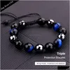 Bracciale con perline magnetiche in ematite con occhio di tigre in ossidiana da uomo con tripla protezione sanitaria in acciaio inossidabile da donna Drop Delivery J Dhb8V