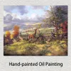 現代村のキャンバスウォールアートホワイトテールアート鹿の手塗り油絵の油絵の景色キッチンの装飾のための風景