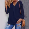 Women's T Shirts 3/4 Sleeve Sexy Hollow Out Tunic Tops Celmia Summer Women White Blouse V Neck Lace Casual Loose Solid Office Blusas S-5XL