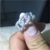 Vecalon Luxury Hiphop Ring 925 STERLING SILVER PAVE AAAAA CZ STONE STATEANT PARTY WEDDINGRING