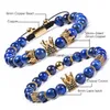 Kralen Natuursteen Lapis Lazi Kroon Armband Gevlochten Koper Microinlaid Zirkoon Diamant Armbanden Kraal Vrouwen Mannen Mode-sieraden Wi Dhxpx