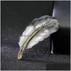 Pins Brooches Natural Shell Feather Brooch Shape Cor For Women Fashion Jewelry Gift Will And Sandy Drop Delivery Dhgtw