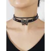 Choker 2023 Gotisk sexig charm fjärilshalsband för kvinnor Trendiga nackkedja Fashion Girl Round Leather Pung smycken Tillbehör