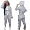 Women's Two Piece Pants 10sets Wholesale Cotton Hooded Set Women Tracksuit Casual Sport Long Sleeve Cardigan Outfits Fashion Clothing