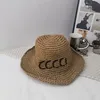 Designer Grass Braid Beach Hat Womens Straw Hats Fashion Letters Summer Bucket Hat Foldbar God kvalitet Fashion Cap Men