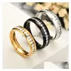 Anillos de banda Anillo de diamante de acero inoxidable Compromiso de cristal Boda Fila simple Oro Mujeres Joyería de moda Will And Sandy Drop Delivery Dhqls