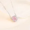 Naszyjniki wiszące japońskie wiśniowe kwiat kryształ naszyjnik urok Krótki obojczyk łańcuch bolenia na przyjęcie urodzinowe prezent biżuterii