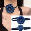 Gargantilha 2023 Corrente de Corda com Cadarço Moda Com Tecido Denim Azul Colar de Flores para Mulheres Jóias da Moda no Pescoço Acessórios Presentes