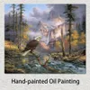 Arte de lienzo hecho a mano Eagles Perch Obra de arte floral Área de comedor con decoración de paisaje impresionista