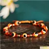 Beaded Fashion Rainbow Crystal Beads Evil Blue Eye Strands Bracelet For Couple Men Women Adjust Rope Luck Lgbt Friends Hand Braid Je Dhjfc