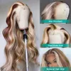 Perruque Lace Front Wig brésilienne de couleur Body Wave Honey Blonde Highlight Lace Frontal Wigs pour femme 40 pouces Full Hd sans colle synthétique Lace Wigs Cosplay