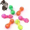 1pc pet aching toy for dog puppy sound polka dot spoceaky toy rubber dummbell dog toy tooth tooth tointing toys