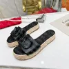 Дизайнер v логотип женские тапочки соломенные слайды Summer Fashion Beach Slipper Sandal Top Caffence Supply Slapeper Size 35-42