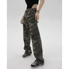 Женские джинсы камуфляж армия зеленые грузовые штаны Женщины y2k хип -хоп ретро -уличная одежда Хараджуку широкие джинсовые брюки Q655 Q655