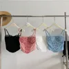 Débardeurs pour femmes Fleur Dentelle Top Pour Femmes Tops Tout-Puissant Maigre Corset Y2k Crop Avec Soutiens-Gorge Intégrés Femme Vêtements Vintage Rose Camisoles