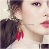 Dangle Lustre D'été Bohème Longue Plume Boucles D'oreilles Pour Les Femmes Plage Chaîne Gland Goutte Boucle D'oreille De Mariage Mariée Bijoux Oorbellen Dhzue