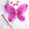 Cosplay 4Pcs Girls Fairy Costume Set with Wings Tutu Dress Wand and Headband for Kid Birthday Party Halloween Christmas Ages 3-6 230606