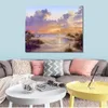Toile faite à la main Art Paradise Sunset Floral Artwork Salle à manger avec décor de paysage impressionniste