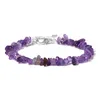 Charm Armband Natural Stone Gravel Amethyst Armband Chip Rostfritt stål Justerbar kedja ädelsten för kvinnor Drop Leverans smycken DHBY7