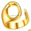 Band Rings Creative 26 AZ English Letter Initial Ring Simple Gold Color Open Justerbar alfabetsmycken gåvor till Lady Girls Drop de Dhfj0