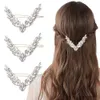 Andra geometriska formade hårklämmor Guld Rhinestone Hairpin Shiny Bridal Hair Accessories for Women and Girl Wedding Head Dress