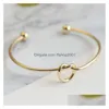 Bangle Knot Heart Bracelet Open Adjustable Bracelets Cuff Women Fashion Jewelry Gold Will And Sandy Drop Delivery Dhjuv
