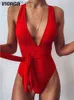 Kvinnors badkläder kastar kvinnor baddräkt en bit sexig badkläder 2023 Röd simdräkt Monokini Crisscross Bathing Suits Beachwear T230606