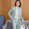 Femmes deux pièces pantalon formel bleu marine Blazer femmes affaires costumes pantalon et veste ensembles bureau dames travail porter uniformes OL Styles