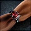 Solitaire Ring Cubic Zircon Heart Red Purple Diamond Femmes Femmes Anglets de mariage Fashion Bijoux Gift et Sandy Drop Livrot Dh63p