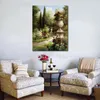 Modern Cityscapes Canvas Art Secret Garden Path Handmade Impressionist Landscape Painting Ideal Wall Decor for Kitchen