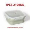 Geschirr-Sets 2100 ml Silikon-Lunchbox für den Außenbereich, tragbar, faltbar, frischhaltend, quadratische Schüssel, Instant-Nudeln