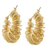 Hoop Earrings 2023 Tarnish Free Waterproof Wire Wrapped Design Hollow Gold For Women 18K Plated Stainless Steel Earring