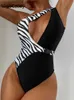 Women's Swimwear VigoCasey Print One Shoulder Swimwear Women 2020 Sexy One Piece Swimsuit High Waist Hollow Bathing Suit Beach Monokini Swim Wear T230606