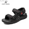 Wielki rozmiar 38-48 gorąca sprzedaż męskie sandały oryginalne skórzane sandały sandały swobodne dla mężczyzn oddychające sandały mody na zewnątrz Man L230518