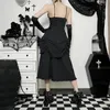 Sukienki swobodne 2023 Style sprężynowe ciemna królewska siostra Slim Fit Design Pasek dla kobiet