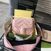 2023 Womens Shoulder Bag 3A Quality Marmont Purse Pink Girls Fashion Belt Bags Chain Handbag 18cm or 12cm 2 Size Luxury Genuine leather Crossbody bags Wallets