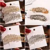Hair Clips Barrettes Diamond Feather Clip Fashion Sier Gold Headdress Hairpin Spring Bobby Pin For Women Girls Drop Delivery Jewel Dhafx