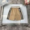 brown color boys designer Denim shorts one-pieces fabric shorts summer swim shorts brand boys beach short pants grid inside children swimming pants short trousers