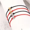 チャームブレスレット2pcs/set heart one for you and me black red string braiding couple bracelet men wish wish card drop derviricy jewelry dhiww