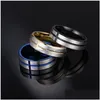 Band Rings Stainless Steel Groove Cross Blue Black Gold Finger Ring Women Men Fashion Jewelry Will And Sandy Drop Delivery Dhtdv