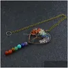 Hängen Tree of Life Healing Wall Window Hanging Pendant Natural Stone Heart Yoga 7 Chakra Halvrecious Home Decor Drop Delivery GA DH7BA