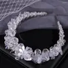 Hair Clips Crystal Glittering Bride Transparent Flower Band Beaded Hoop Wedding Accessories