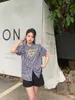 Women's Blouses Shirts Designer Triangle Wave Lace Decoratief shirt met korte mouwen 23 Zomer Nieuwe Bubble Stripe Polo Neck I0ic 7WXG