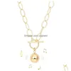 Hanger Kettingen Gouden Maan Ster Leeuw Boze Oog Ketting Medaillon Paperclip Chian Choker Gelaagdheid Sieraden Voor Vrouwen Meisjes Drop Delive Dh08J